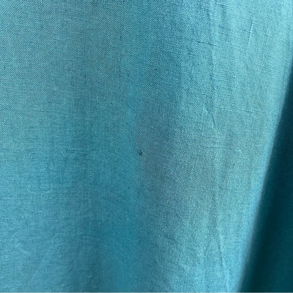 Not PERFECT LINEN Teal Sleeveless 100% Linen Lagenlook Midi Dress Sz M/L - Picture 6 of 7